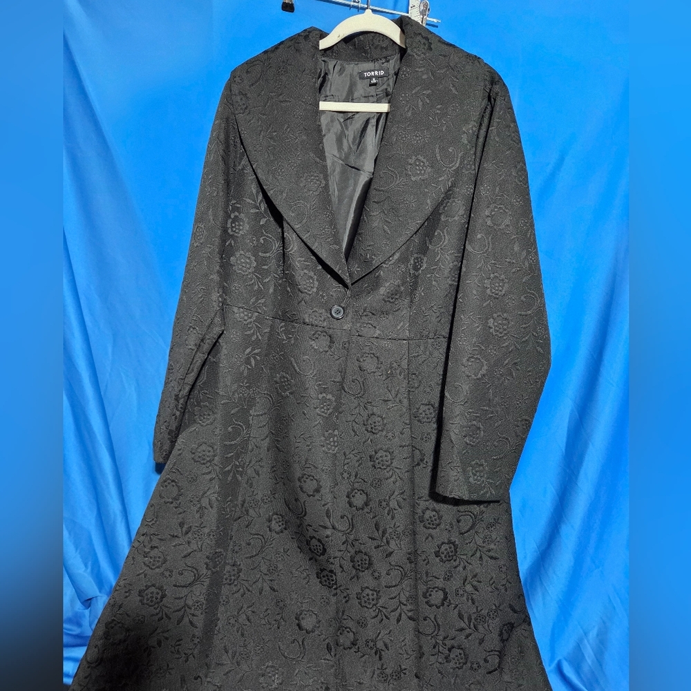 Torrid Black Floral Trench Coat